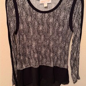 Michael Kors Black and White Long Sleeve Top